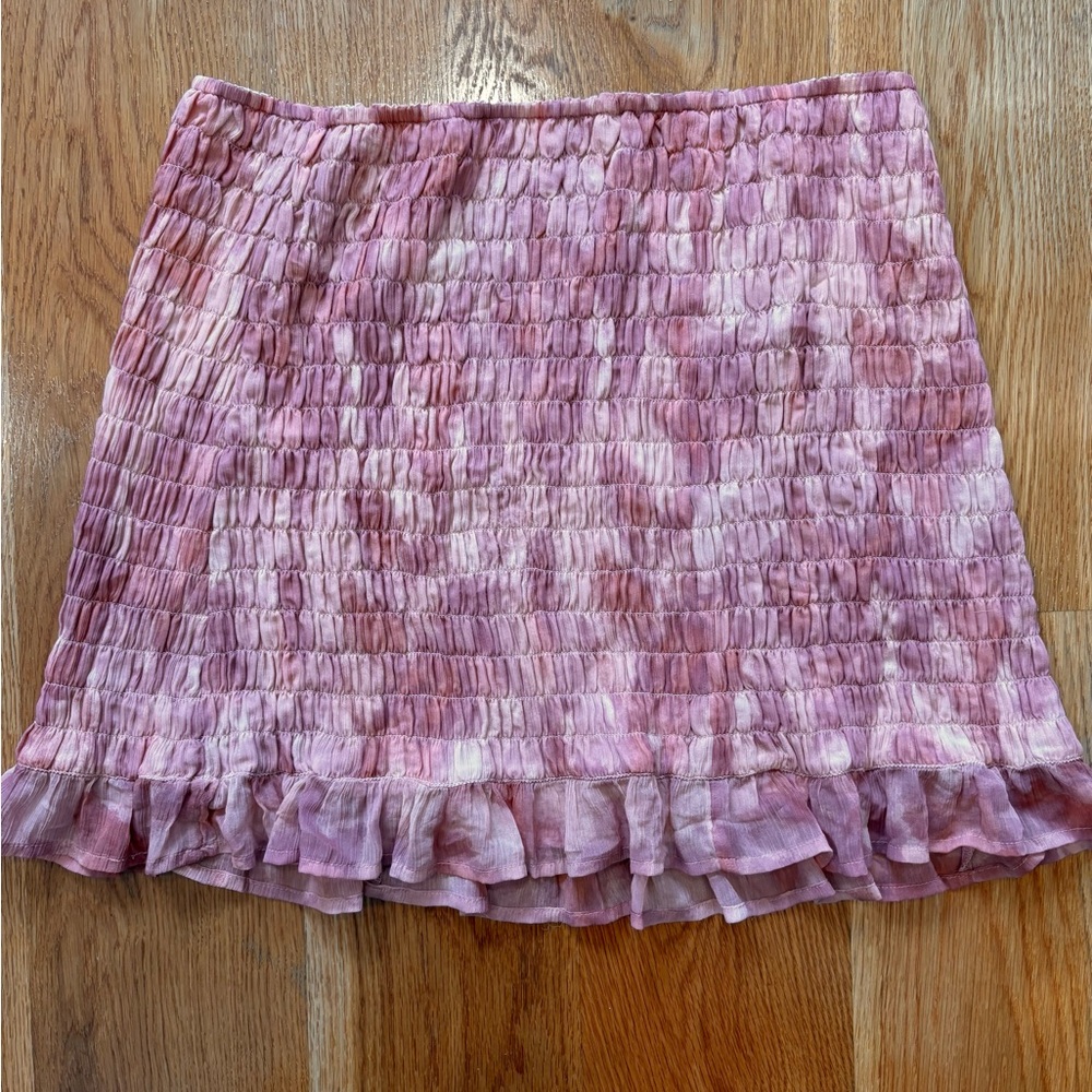 Abound Pink Watercolor Ruffled Skirt (Size L)